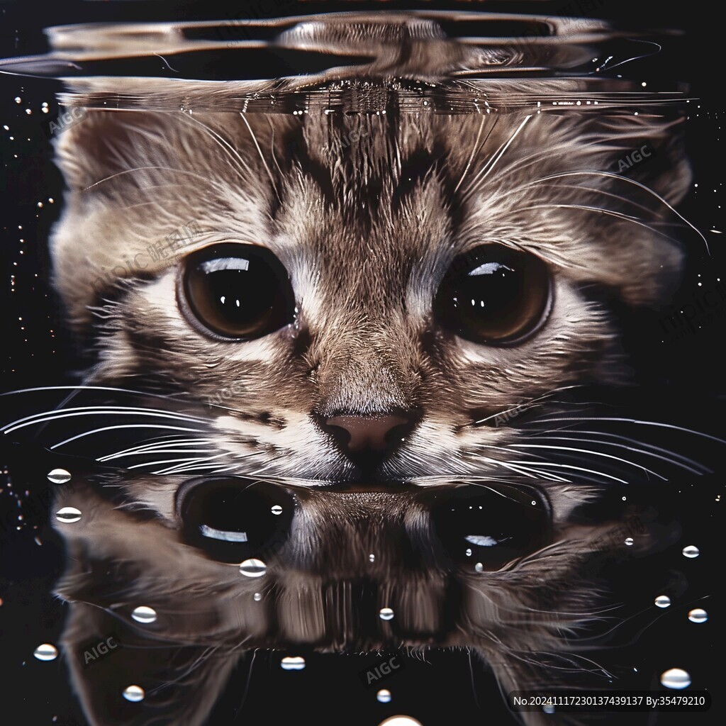 手绘大眼萌猫咪装饰画