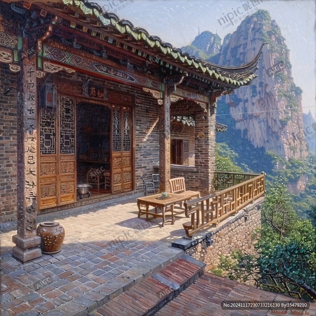 爨底下风情油画