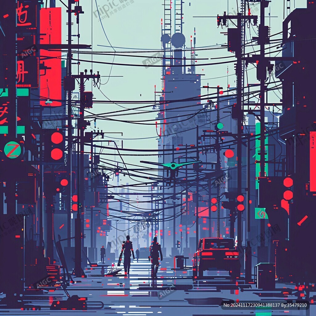 场景赛博插画