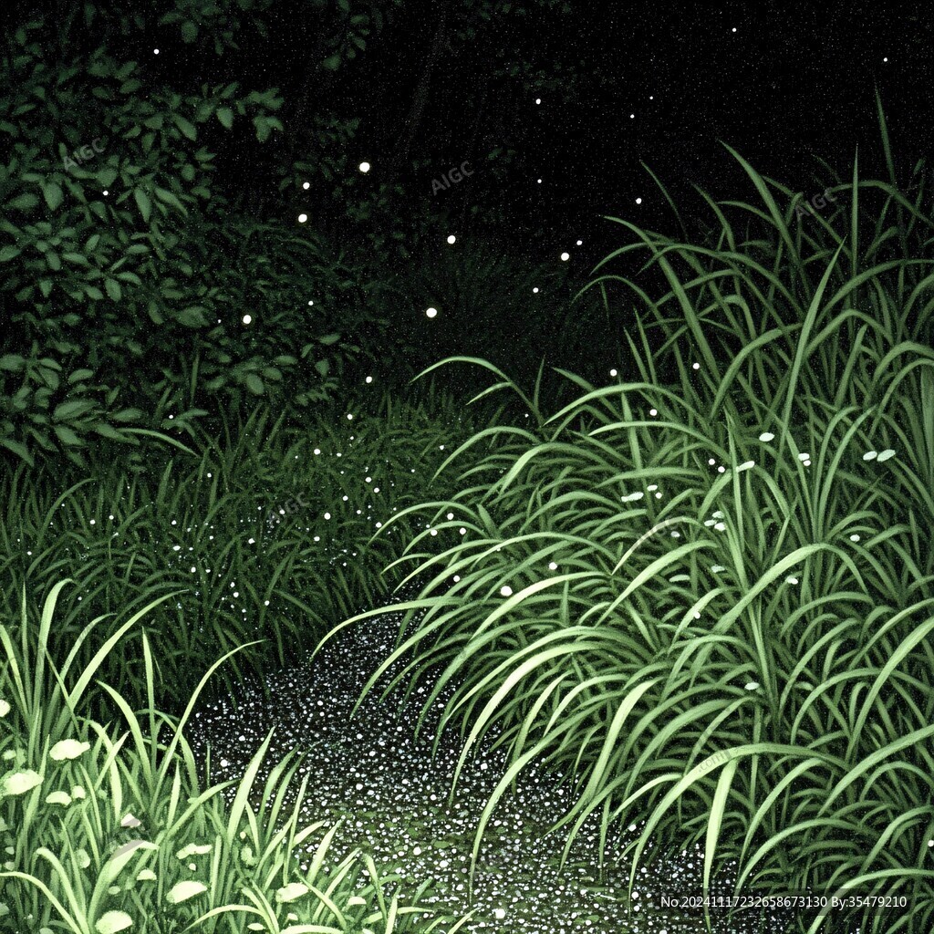 萤火虫夜晚挂画