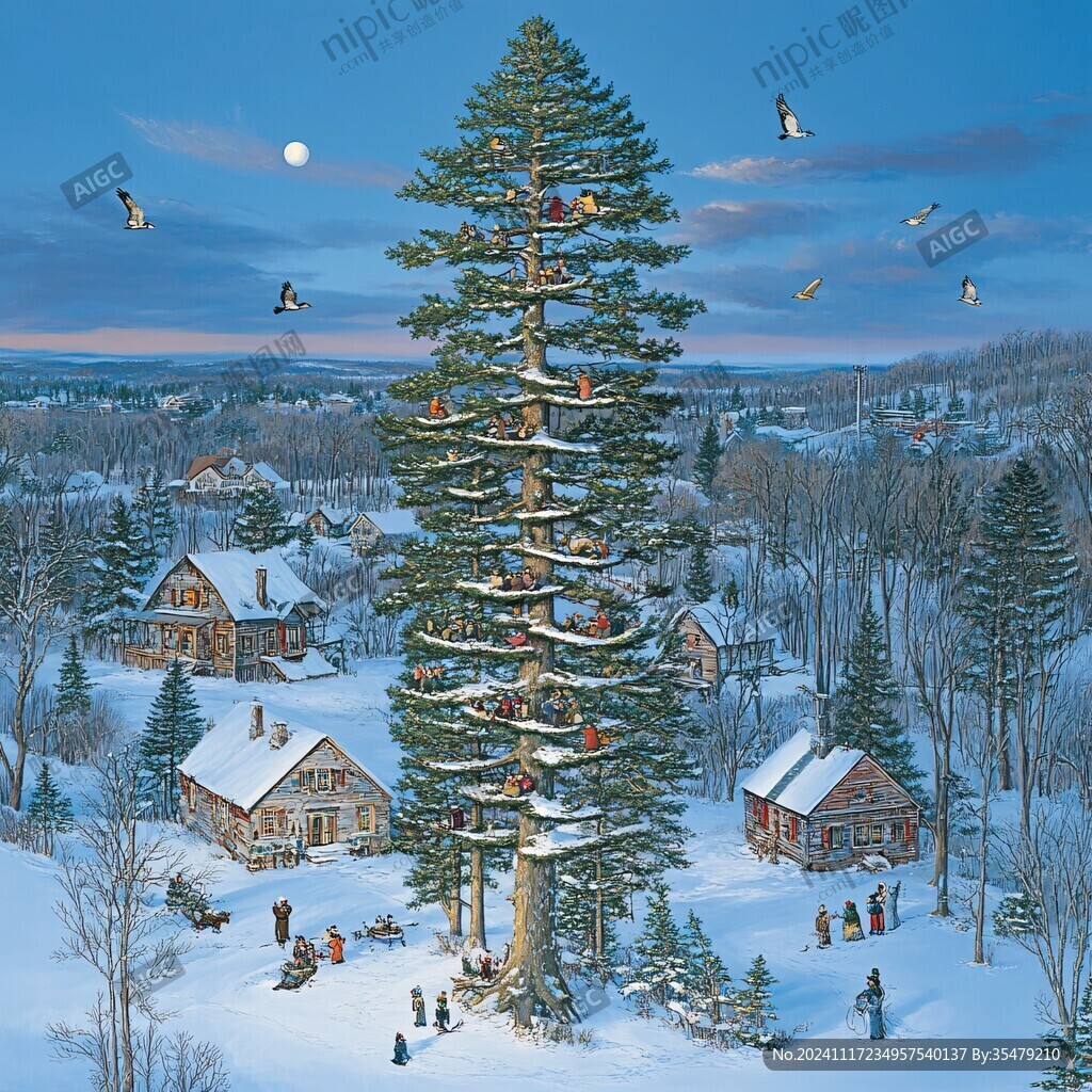 东北雪松插画