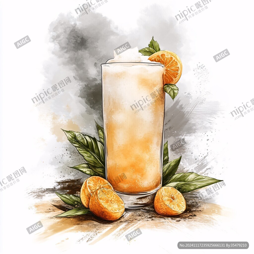 暑期饮品水果插画