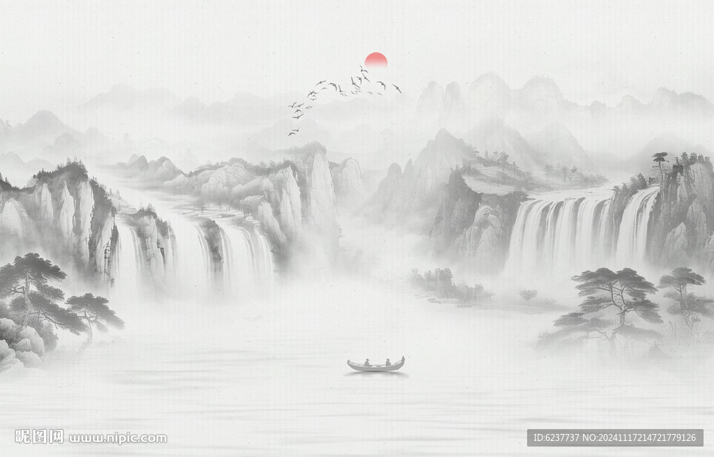 意境水墨山水画