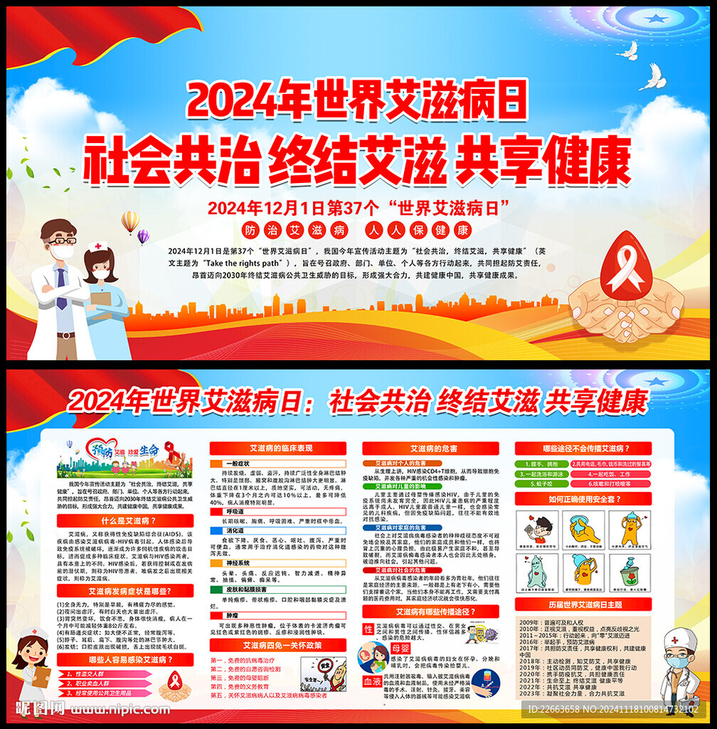 2024年世界艾滋病日主题展板