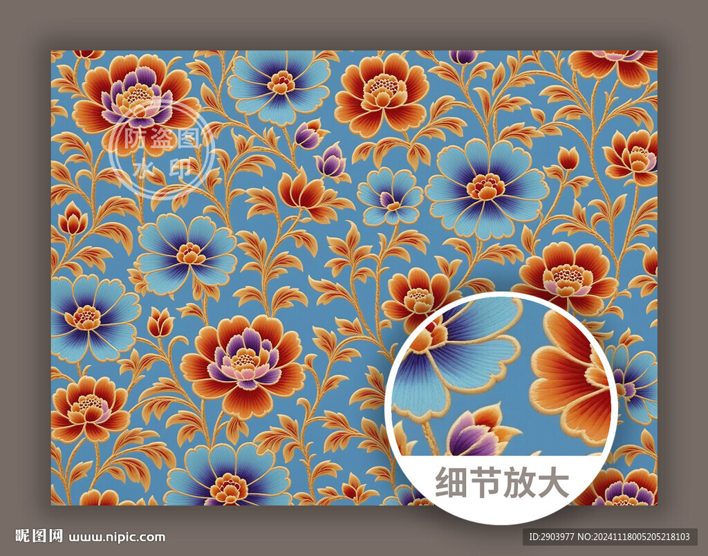 五彩中式古典花纹底纹图案