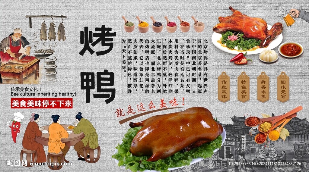 北京烤鸭背景墙