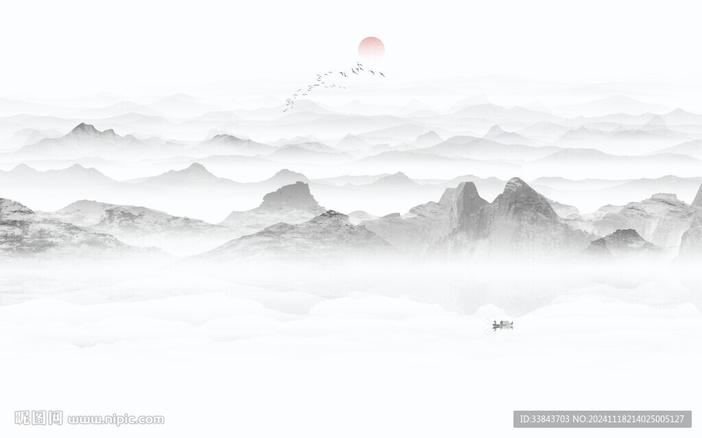 意境水墨山水画