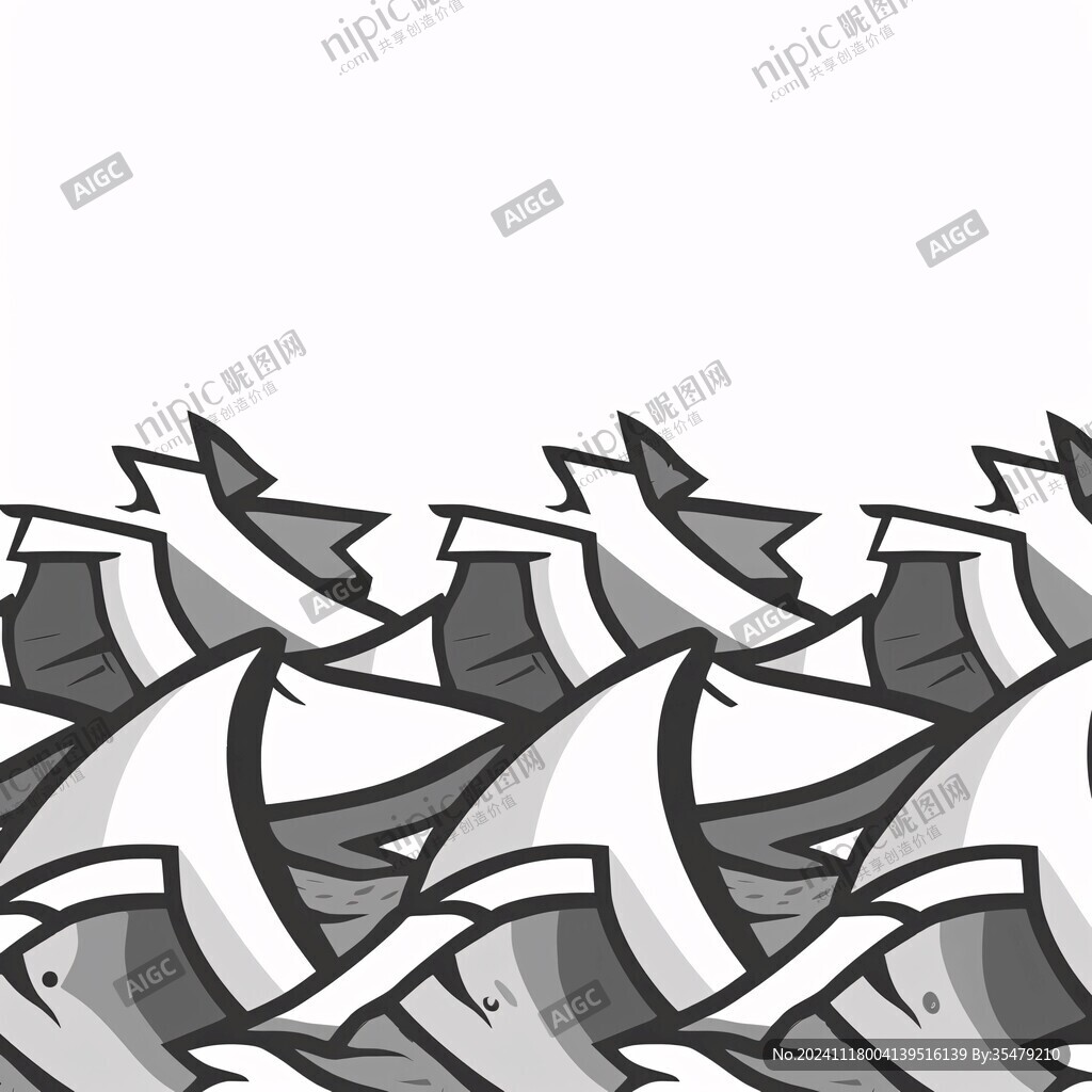 黑白帆船图案