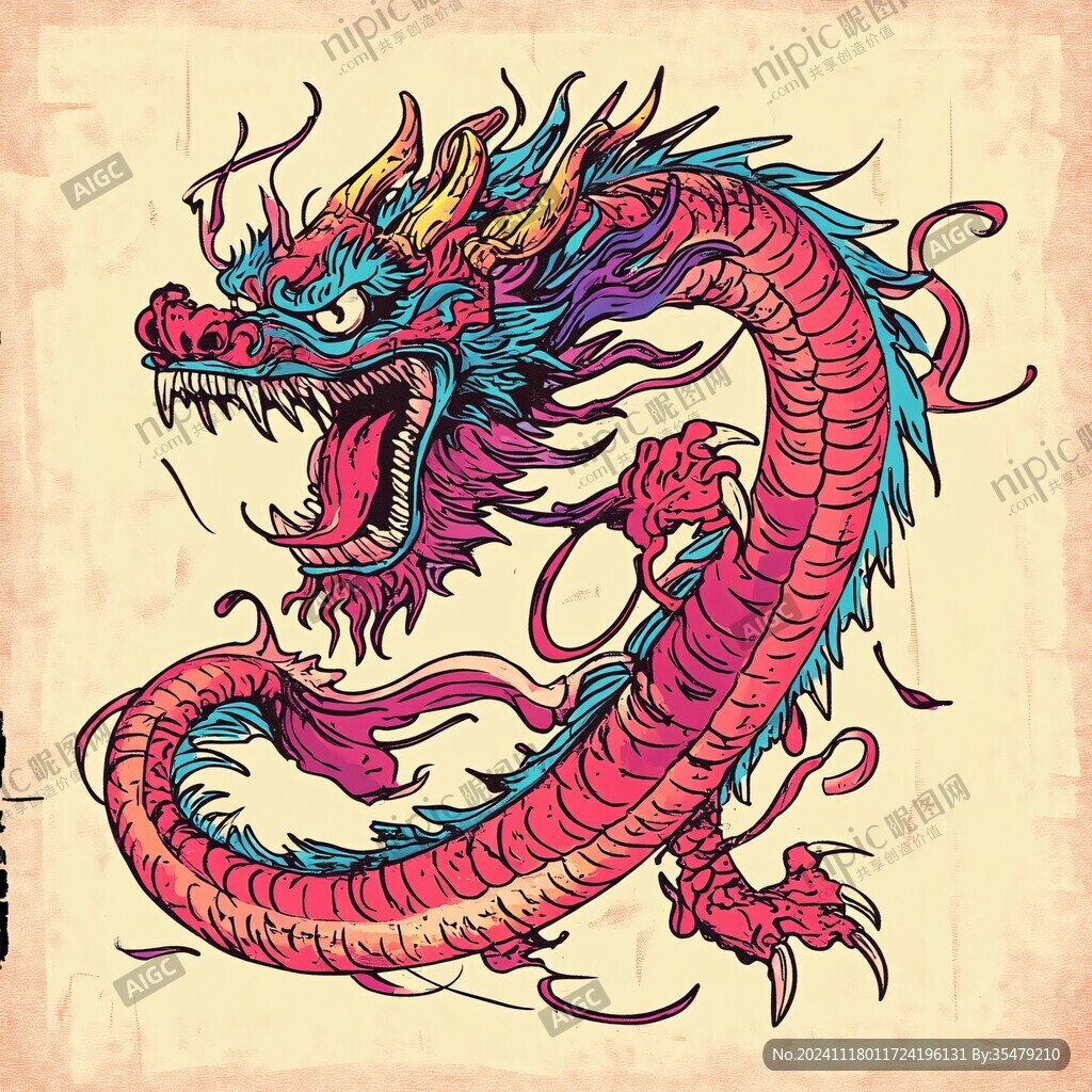 国潮龙手绘