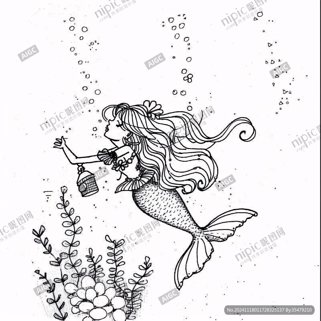 美人鱼线稿
