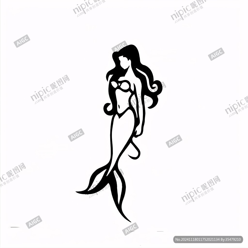 美人鱼剪影logo