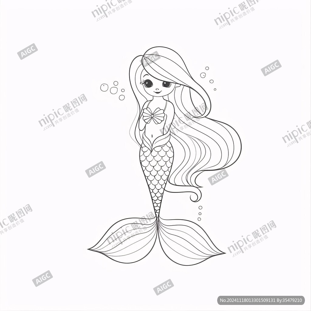 美人鱼线稿