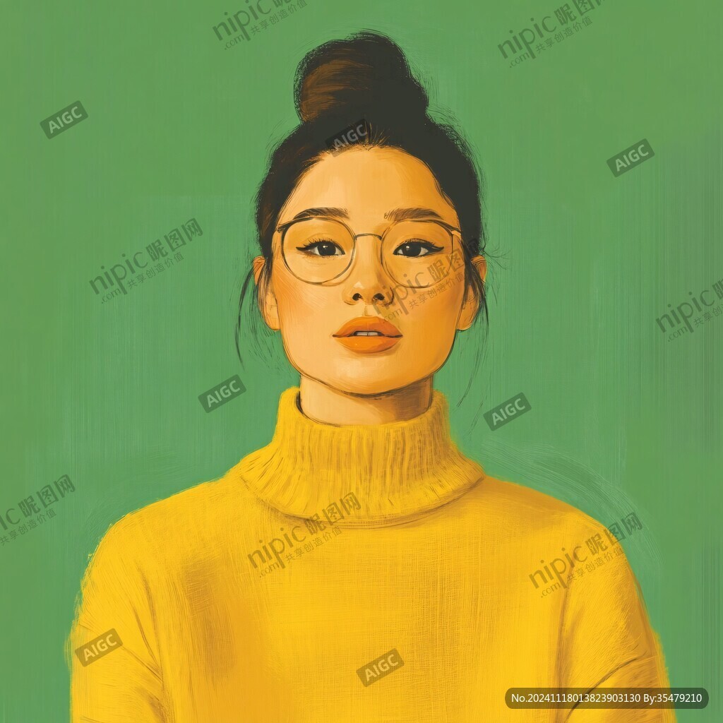 眼镜女孩插画