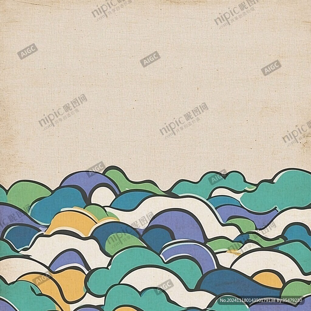 中国元素云纹海浪纹