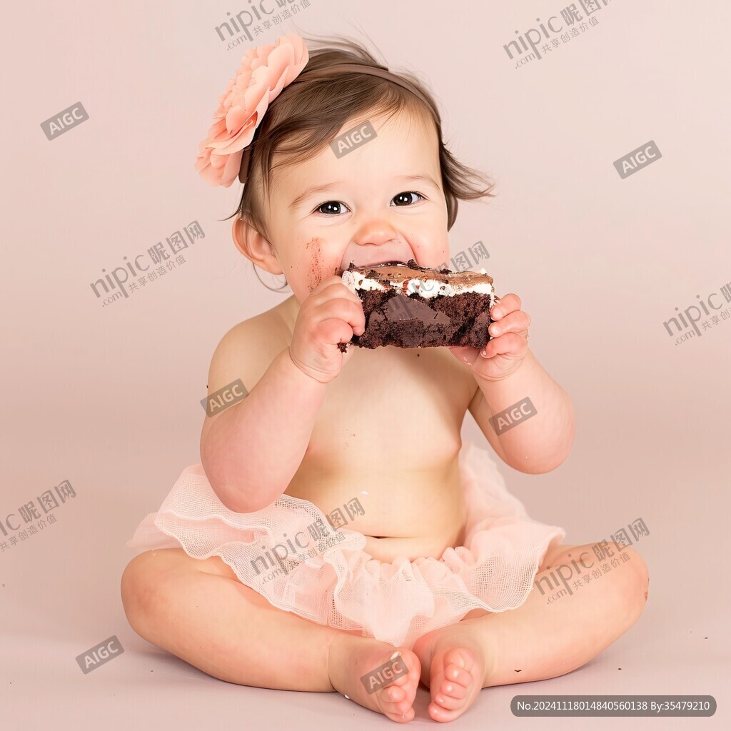 小孩吃蛋糕