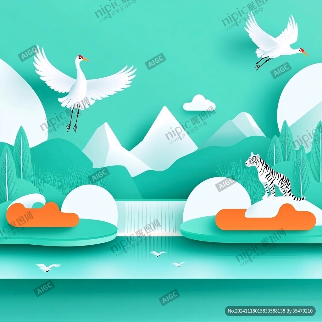 纸艺风格插画春意盎然