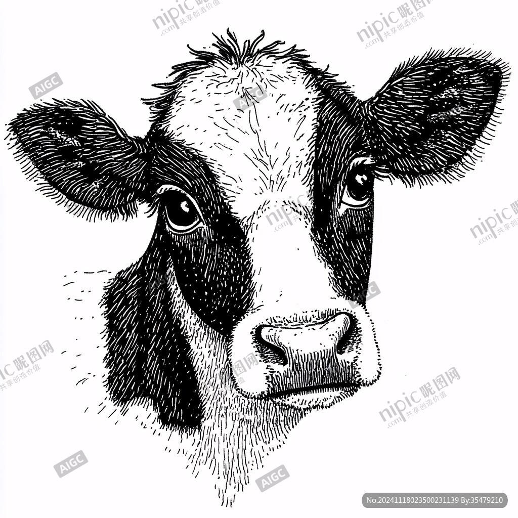 牛素描画