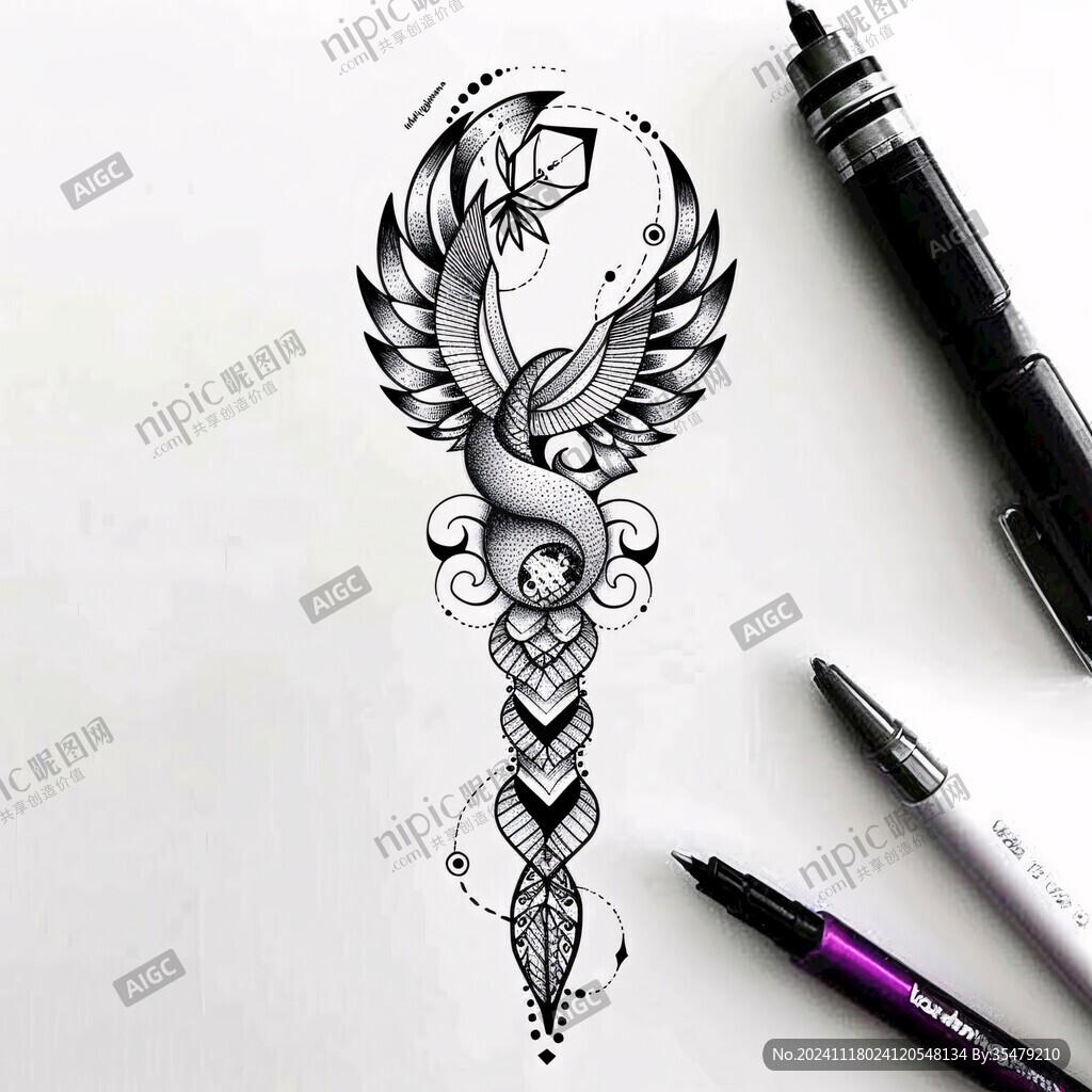 针管笔插画logo