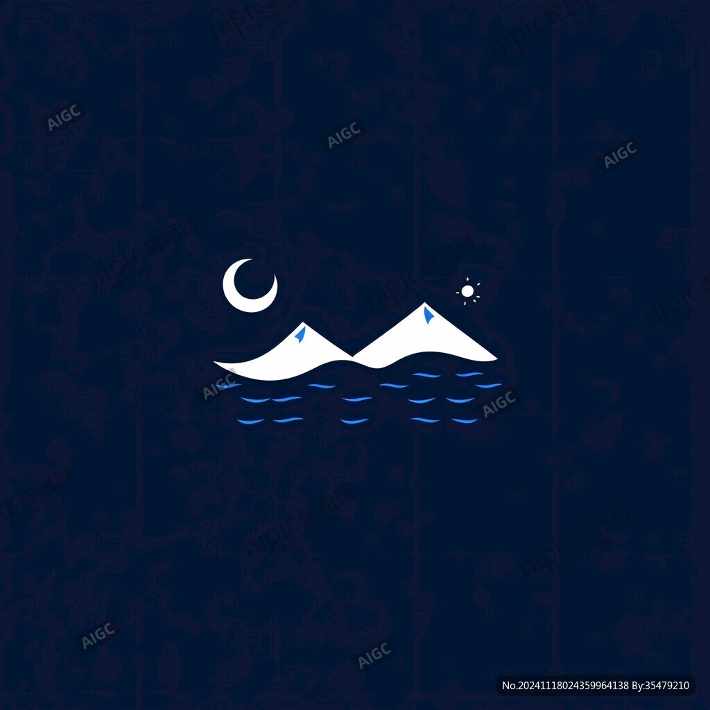 月亮星星海浪logo