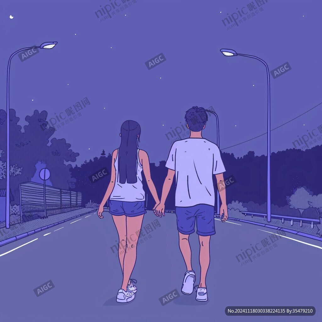 情人节七夕情侣背影