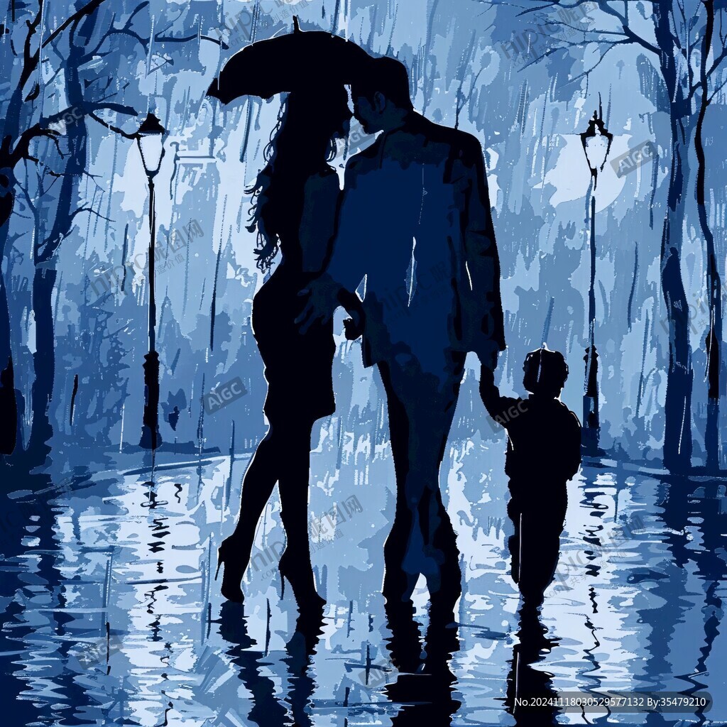 情侣雨中漫步