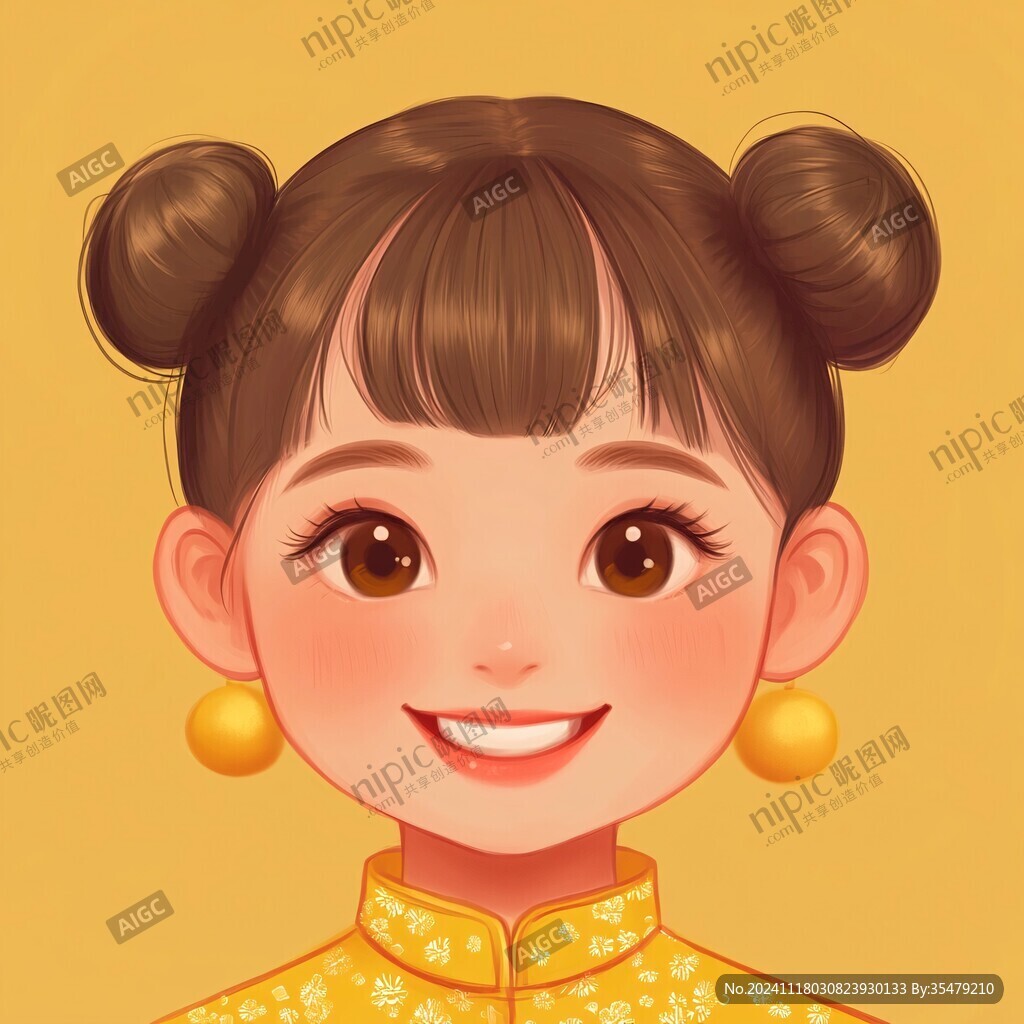 卡通包子头小姐姐
