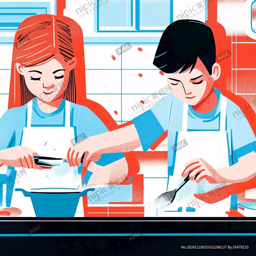 轻奢烹饪插画
