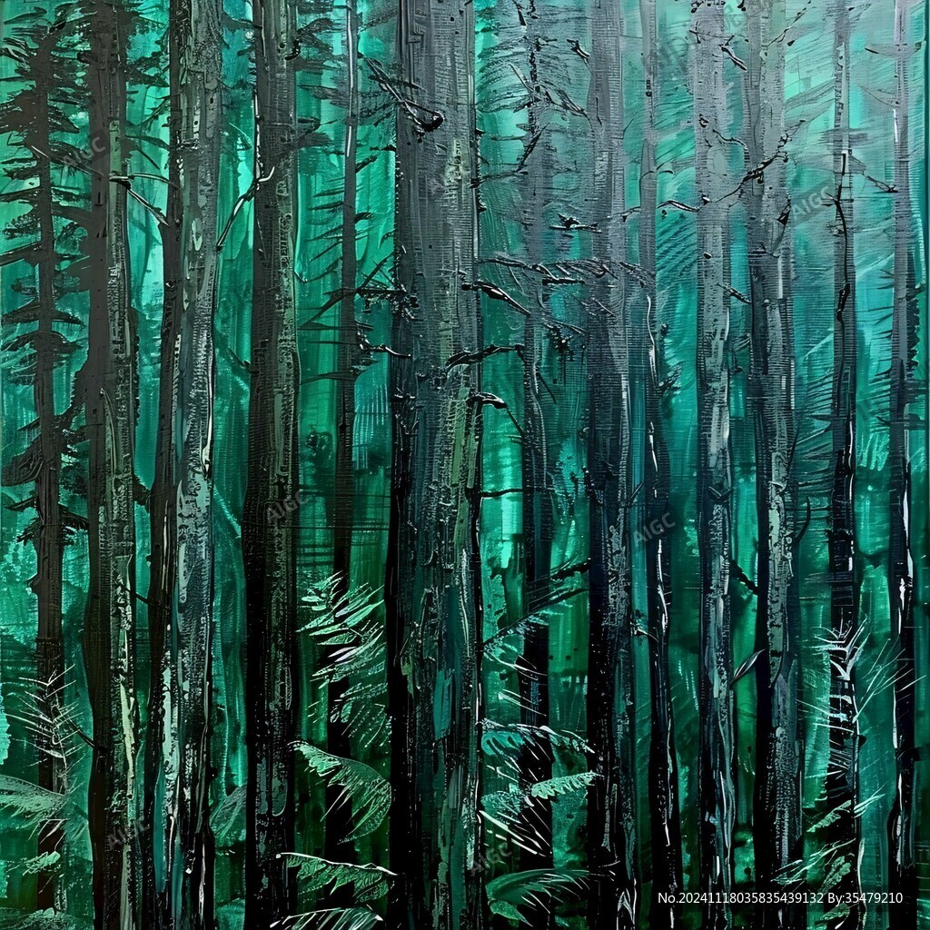抽像艺术竹林山水壁画