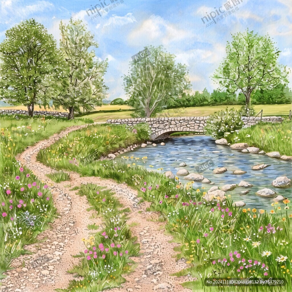 石桥风景画