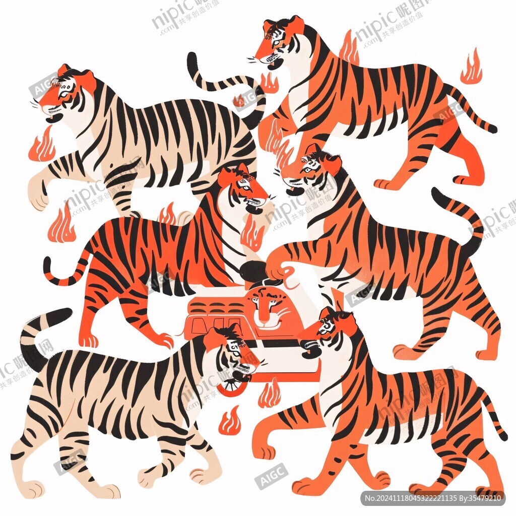 虎元素插画