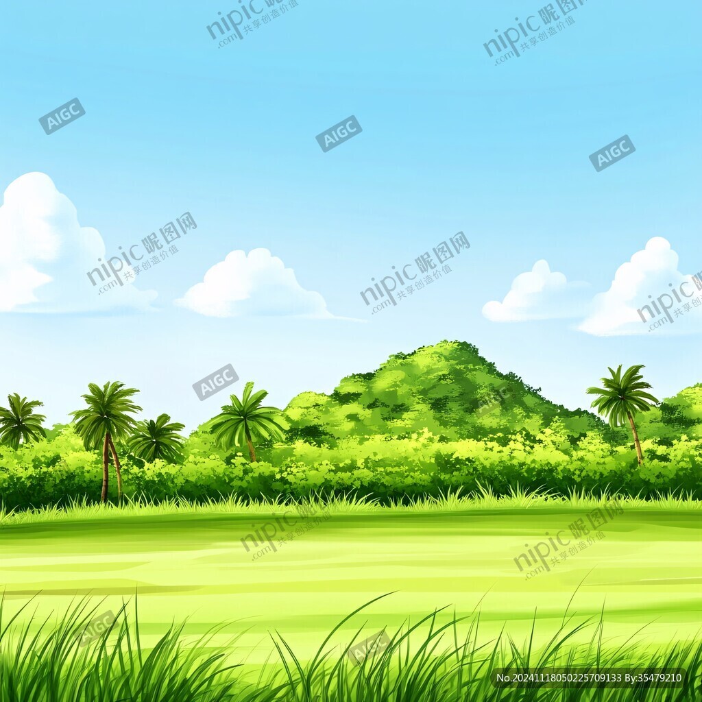 绿色背景热带风光