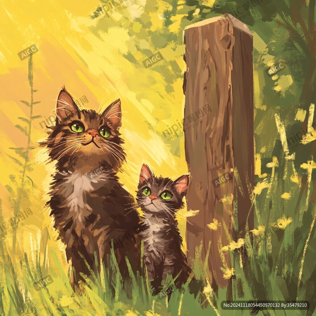 晒太阳的猫插画