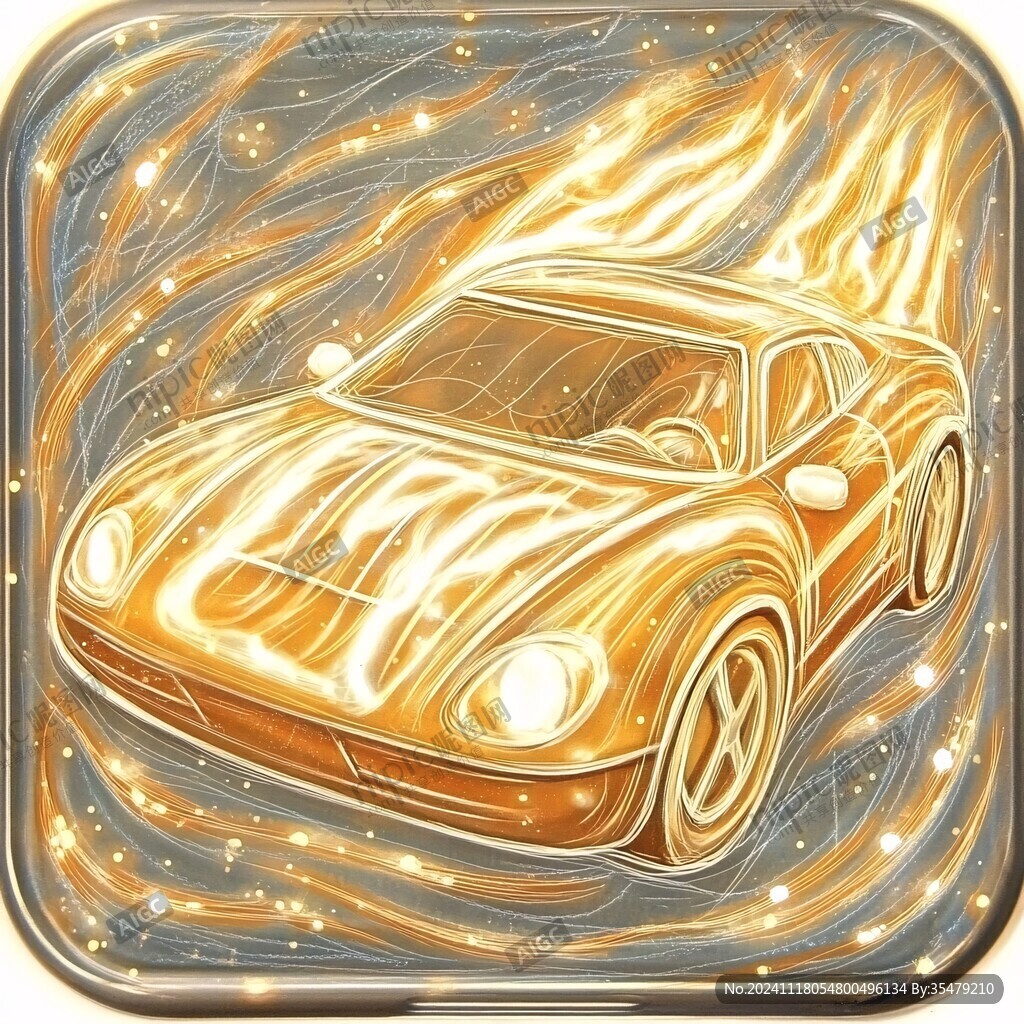 金色手绘汽车