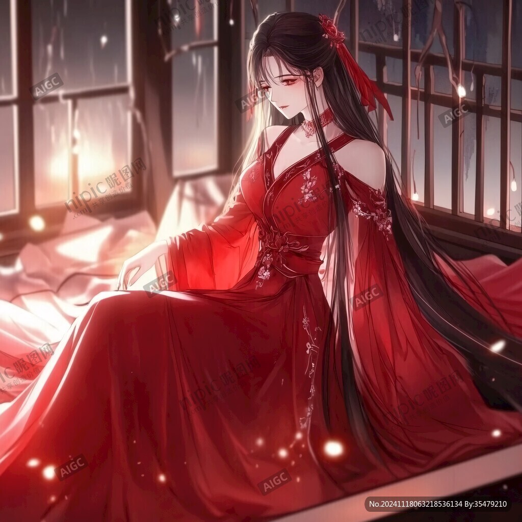 红衣少女设计古风