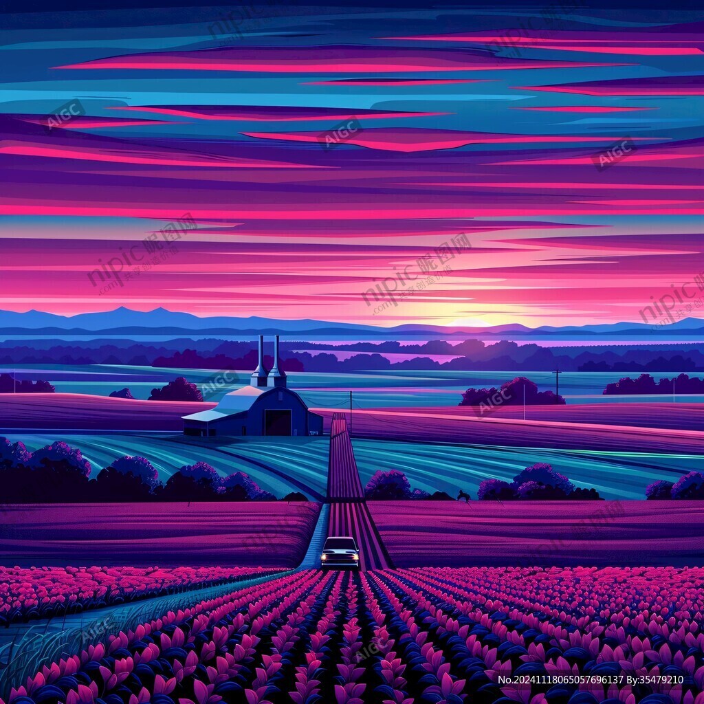 粉红色的超现实风景