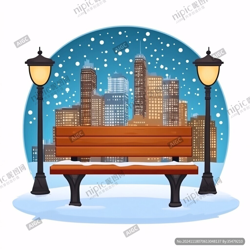 有积雪公共座椅