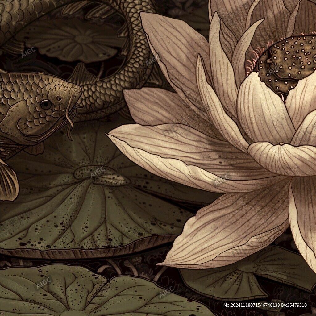 蛇与莲花插画