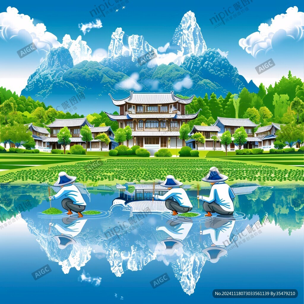 融水县风光插画
