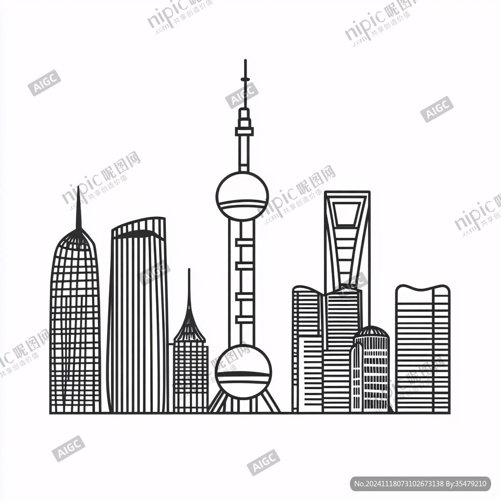 东方明珠轮廓线条