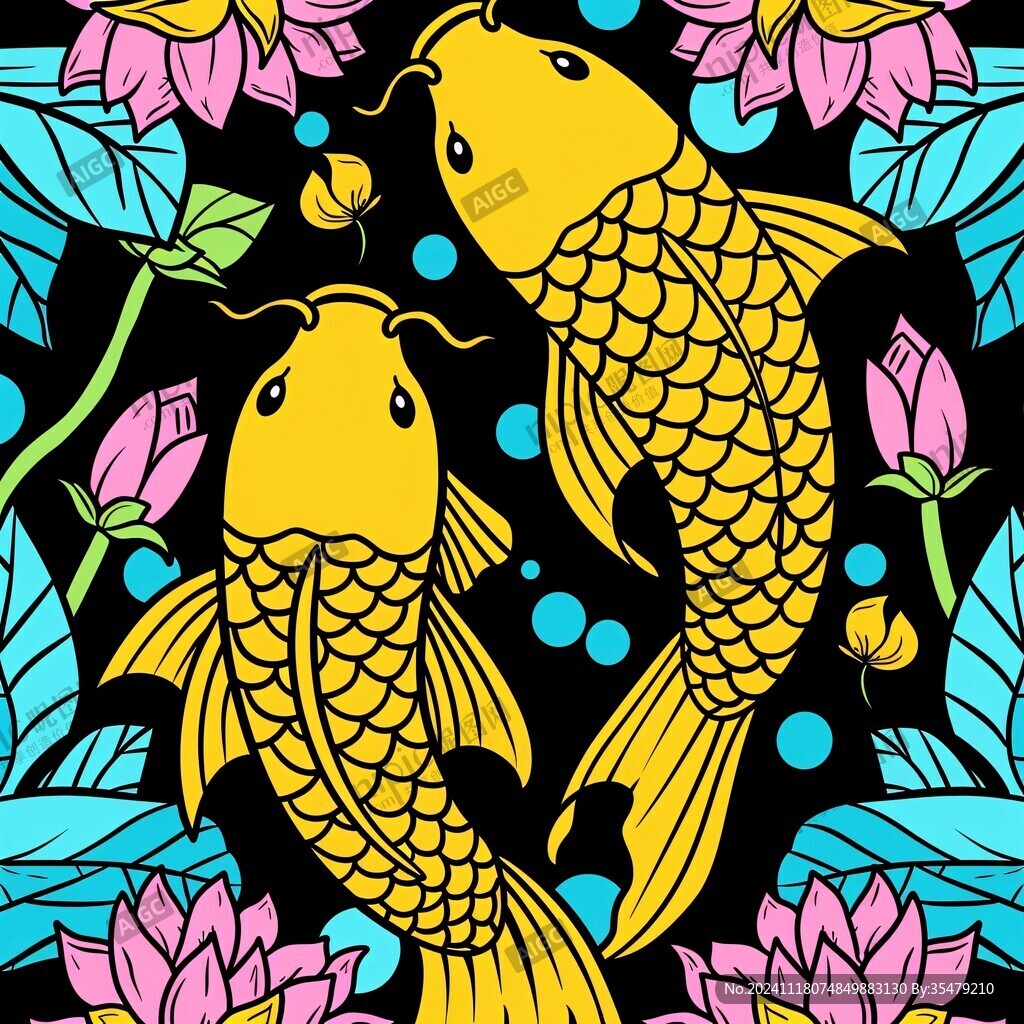 金鲤鱼与莲花
