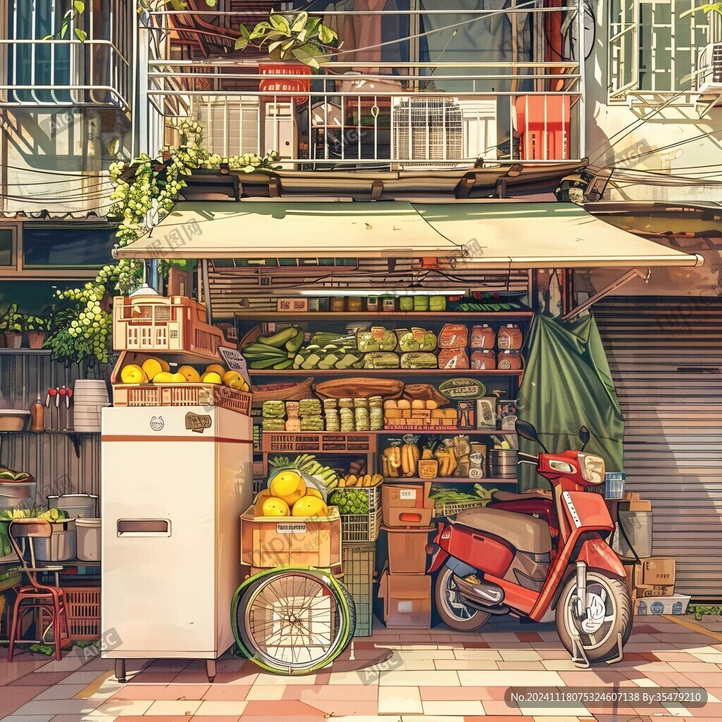 街边小店插画