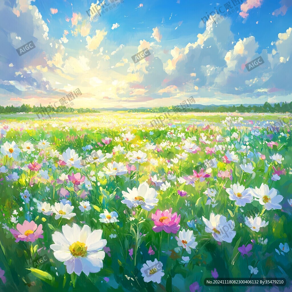 唯美梦幻花田场景