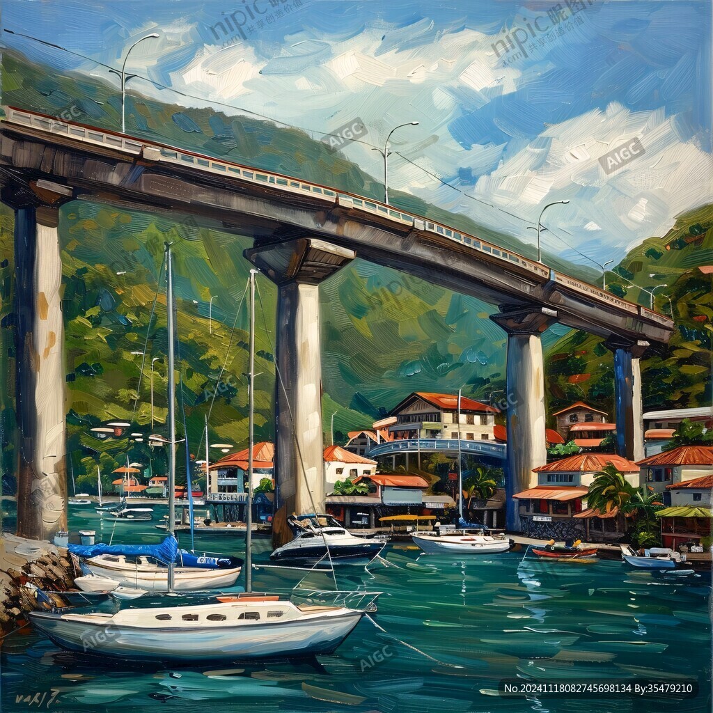 桥梁油画