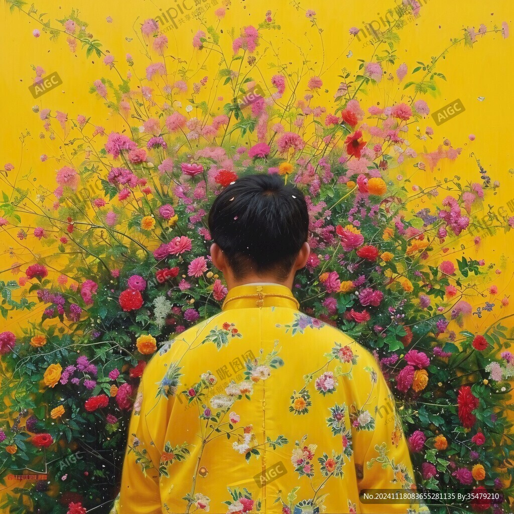 花墙前的人