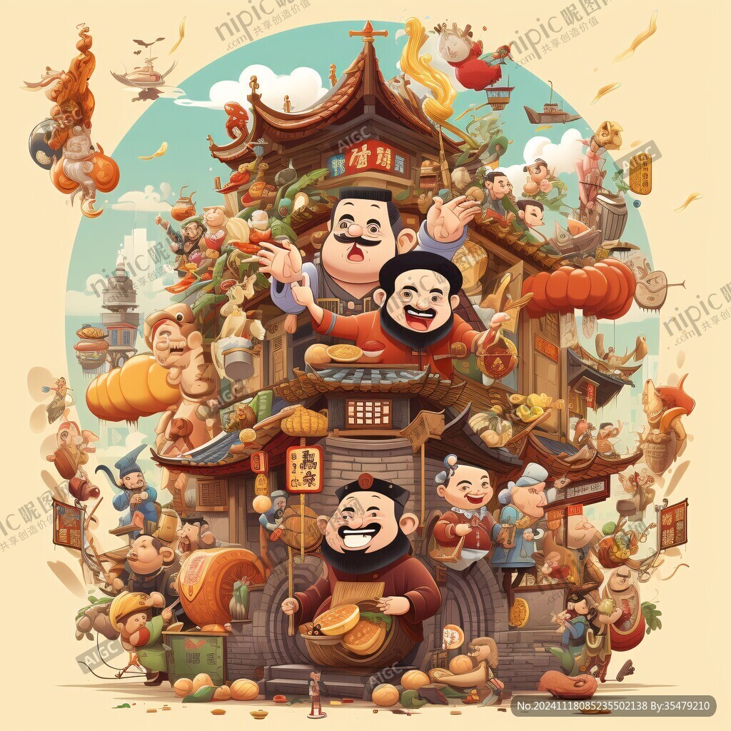 合家欢包装插画