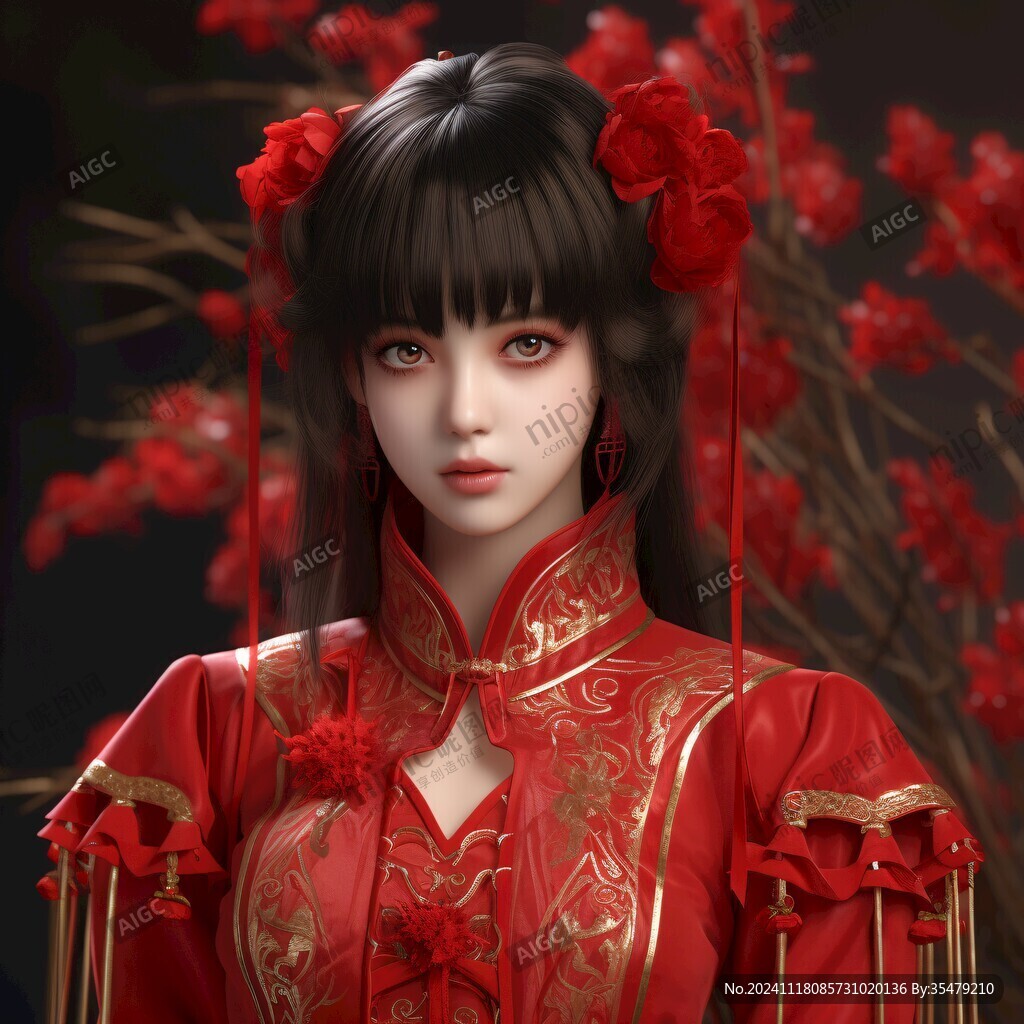 红衣少女设计古风