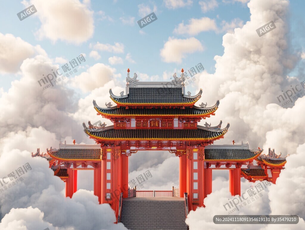 牌坊插画