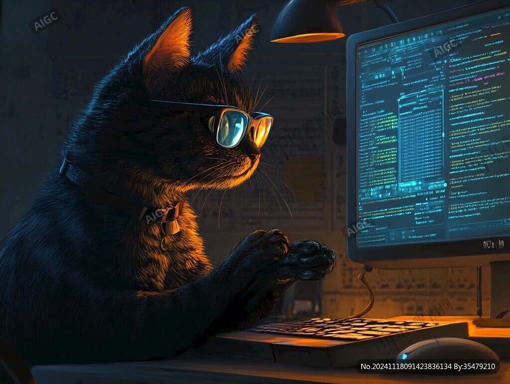 猫戴电脑眼镜