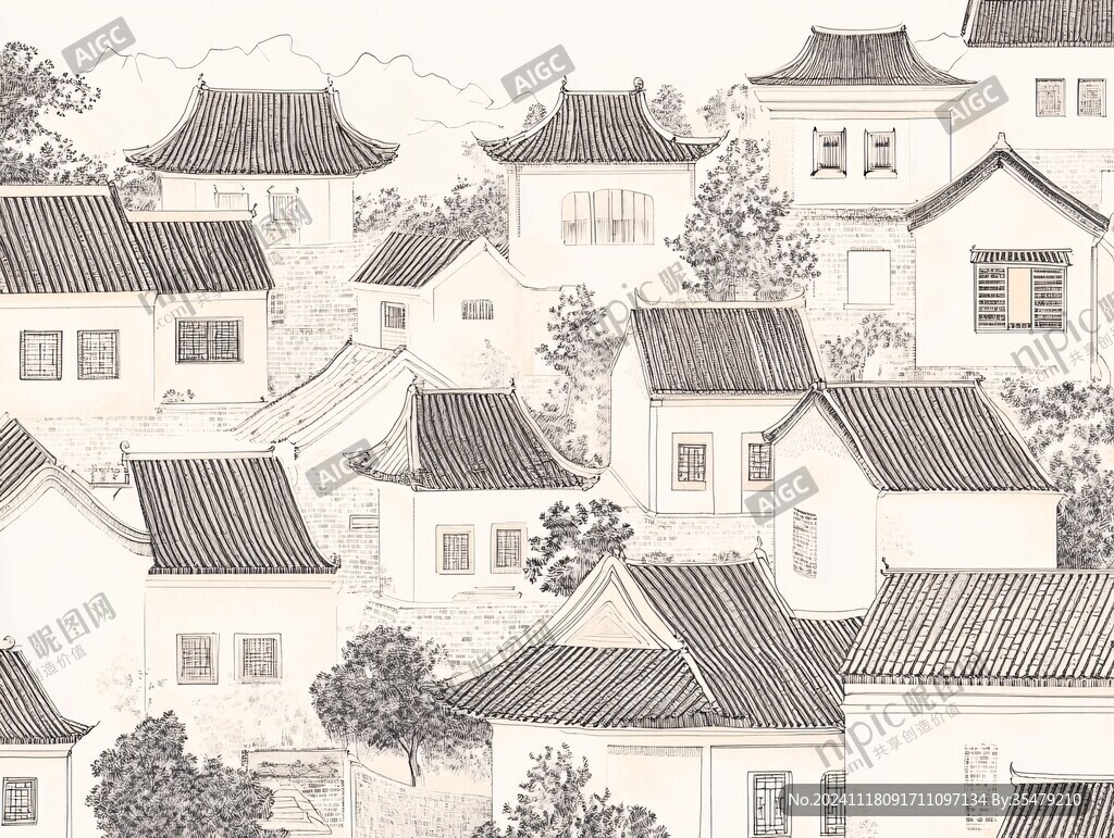 金陵小镇插画
