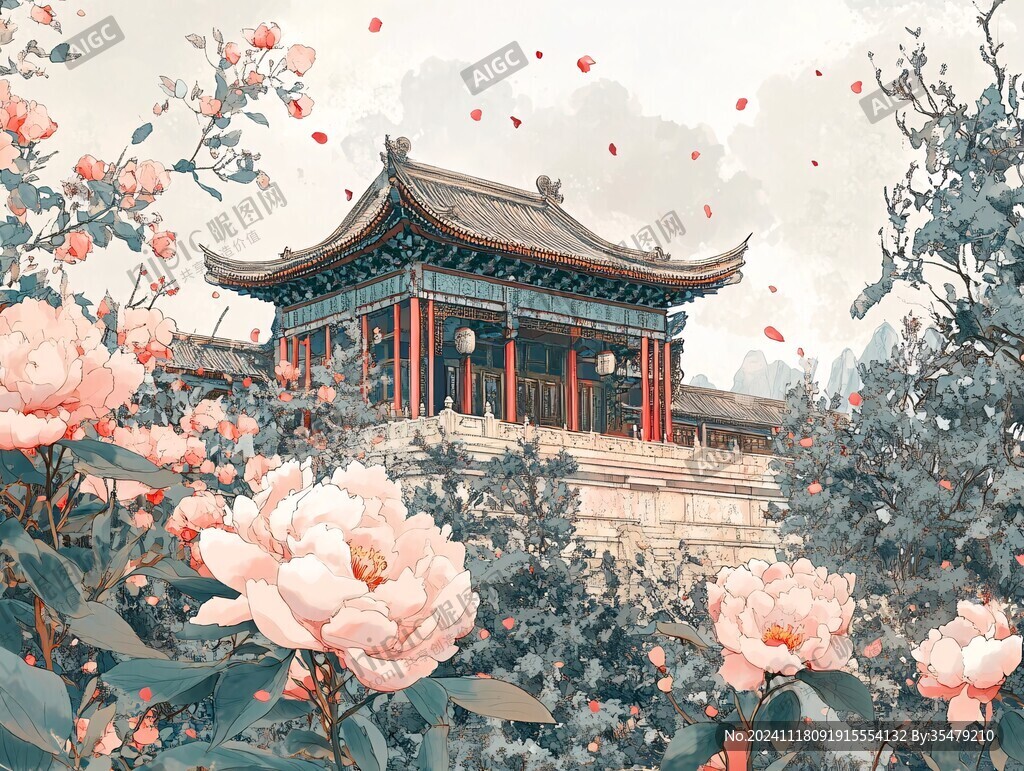 古风插画皇宫楼阁插画